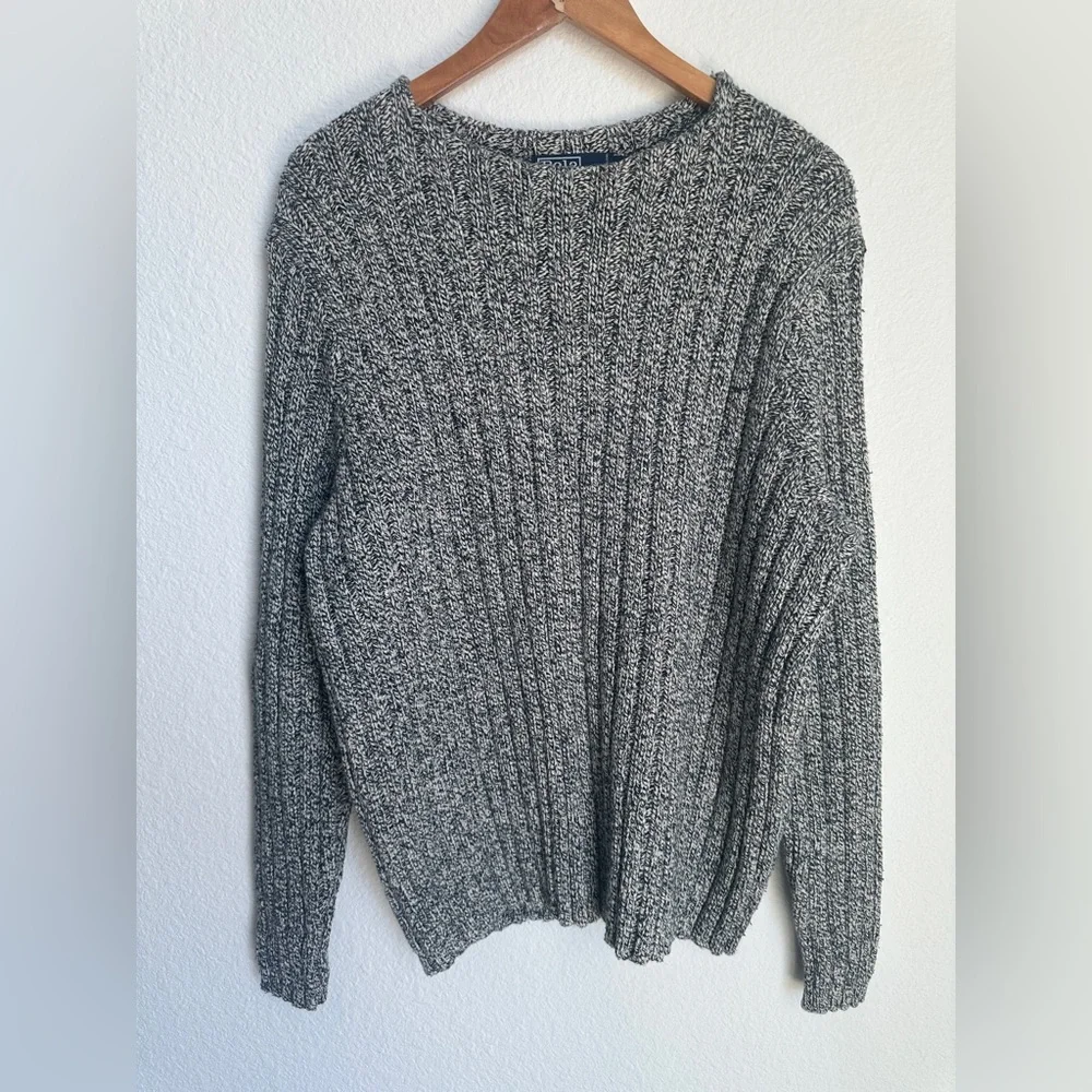 Vintage Polo Ralph Lauren Cable Knit Sweater Salt‎ & pepper Heavyweight Large